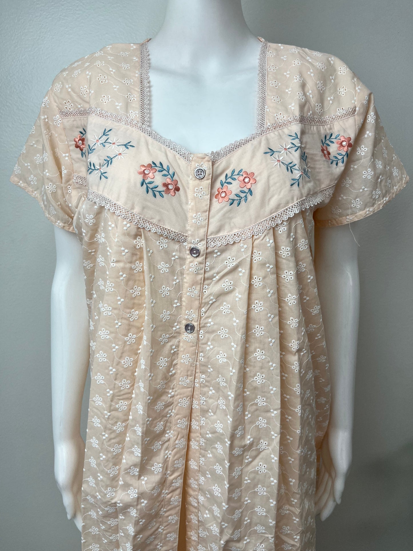 2-Piece Pure Cotton Embroidered Nightgown Set