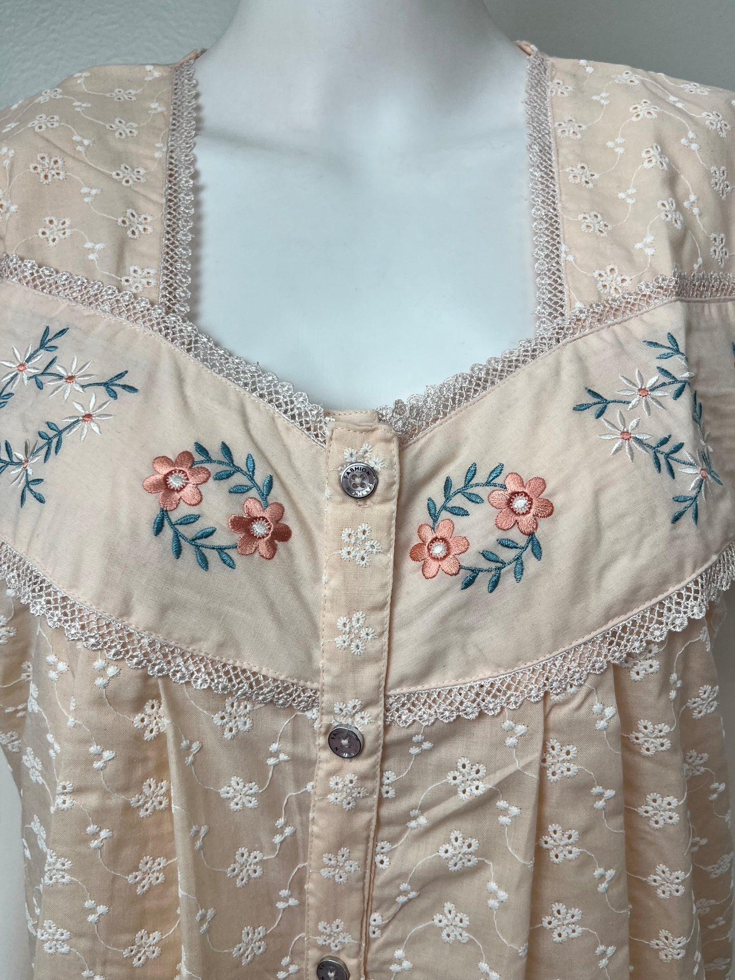 2-Piece Pure Cotton Embroidered Nightgown Set