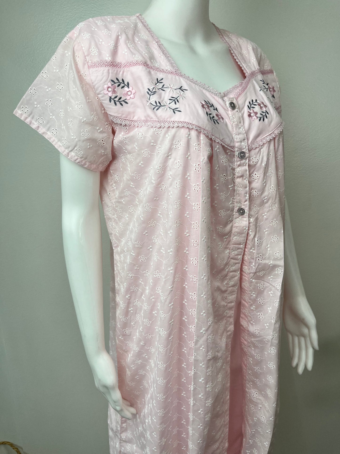 Baby Pink 100% Cotton 2-Piece NIghtgown Set