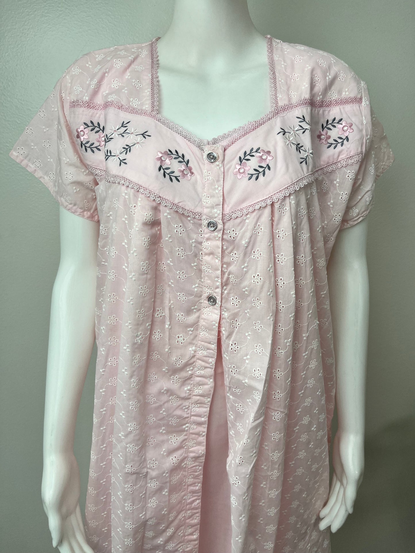 Baby Pink 100% Cotton 2-Piece NIghtgown Set