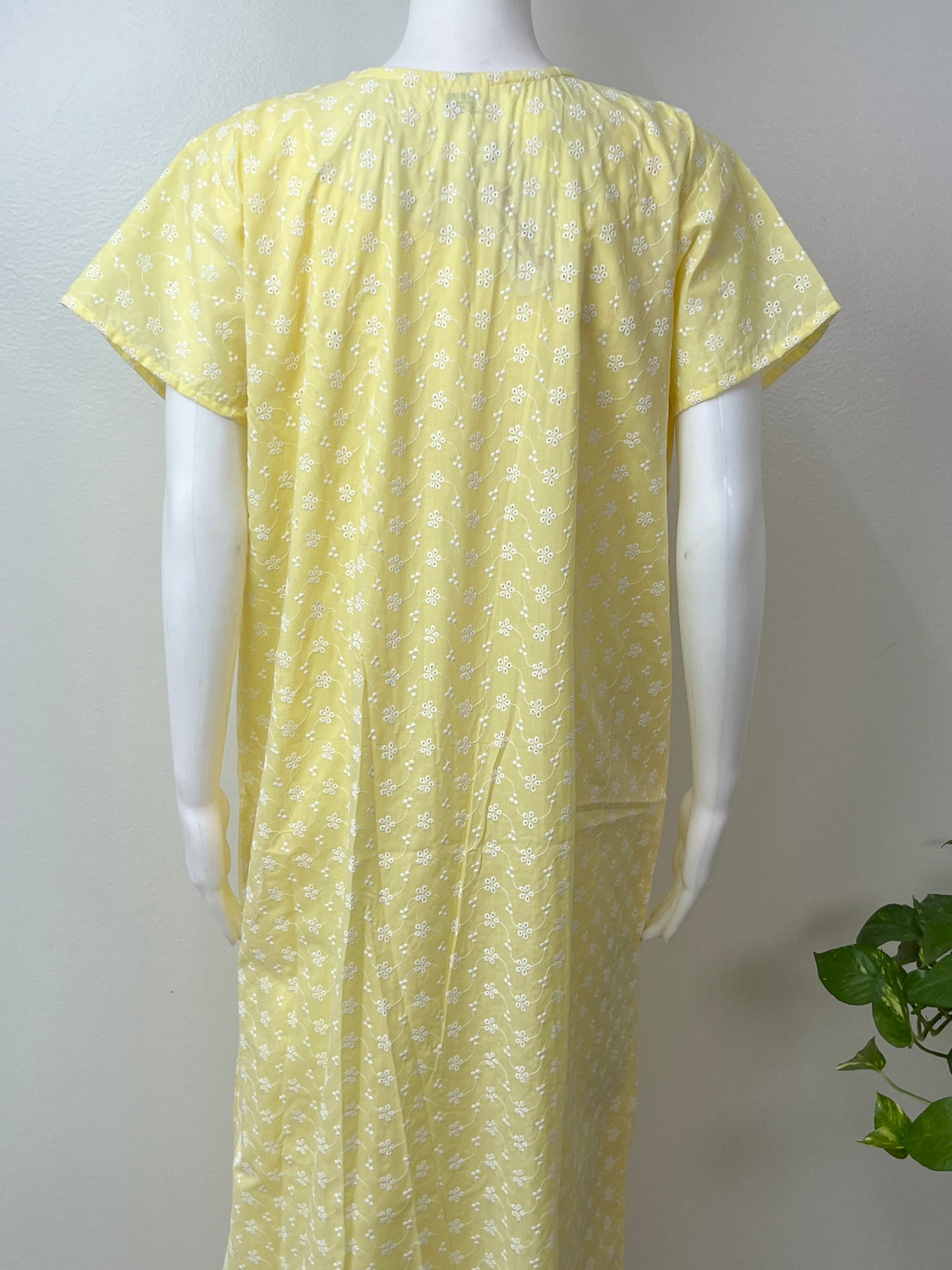 2-Piece Lemon Yellow Cotton Nightgown Set