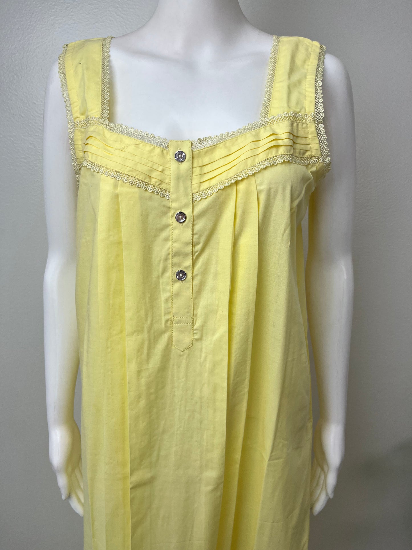 2-Piece Lemon Yellow Cotton Nightgown Set