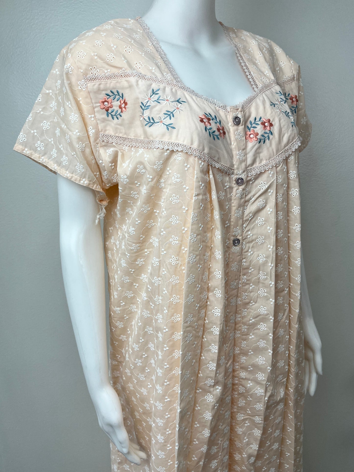 2-Piece Pure Cotton Embroidered Nightgown Set