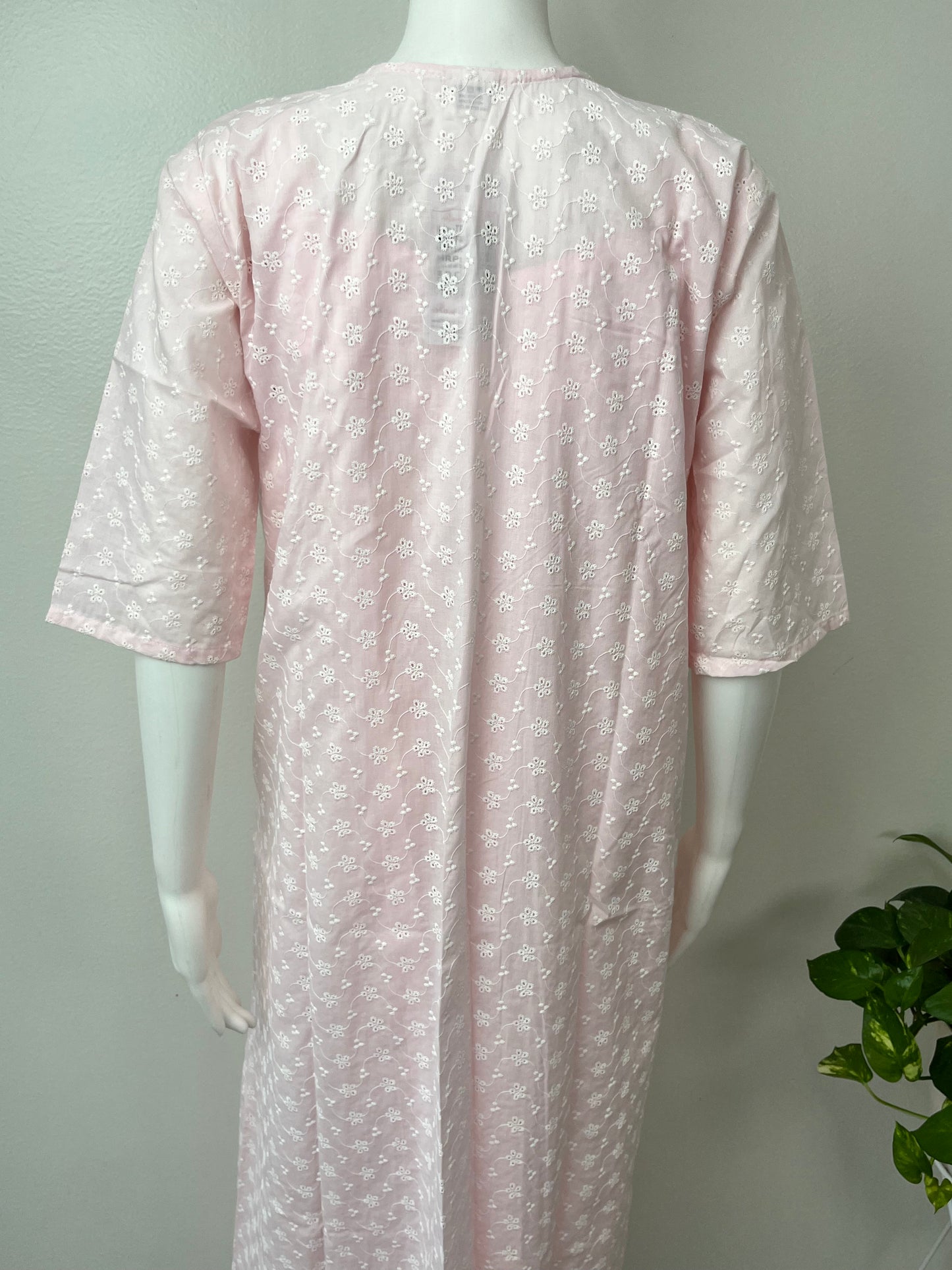 2-Piece Baby Pink 100% Cotton Nightgown Set