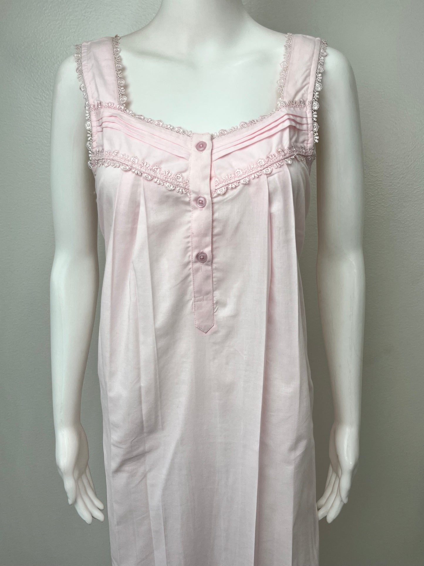2-Piece Baby Pink 100% Cotton Nightgown Set