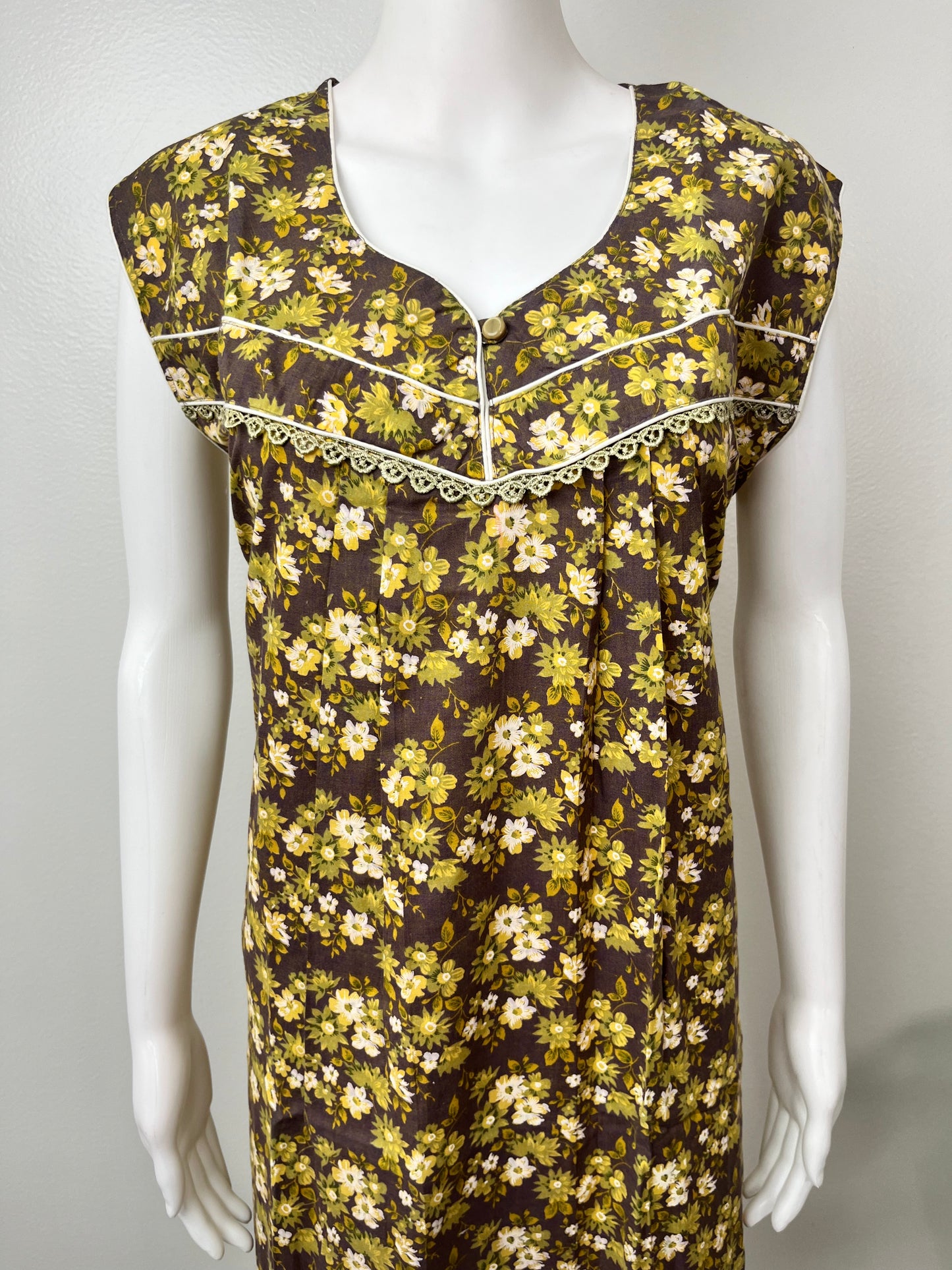 2-Piece Olive Green Cotton Nightgown Set