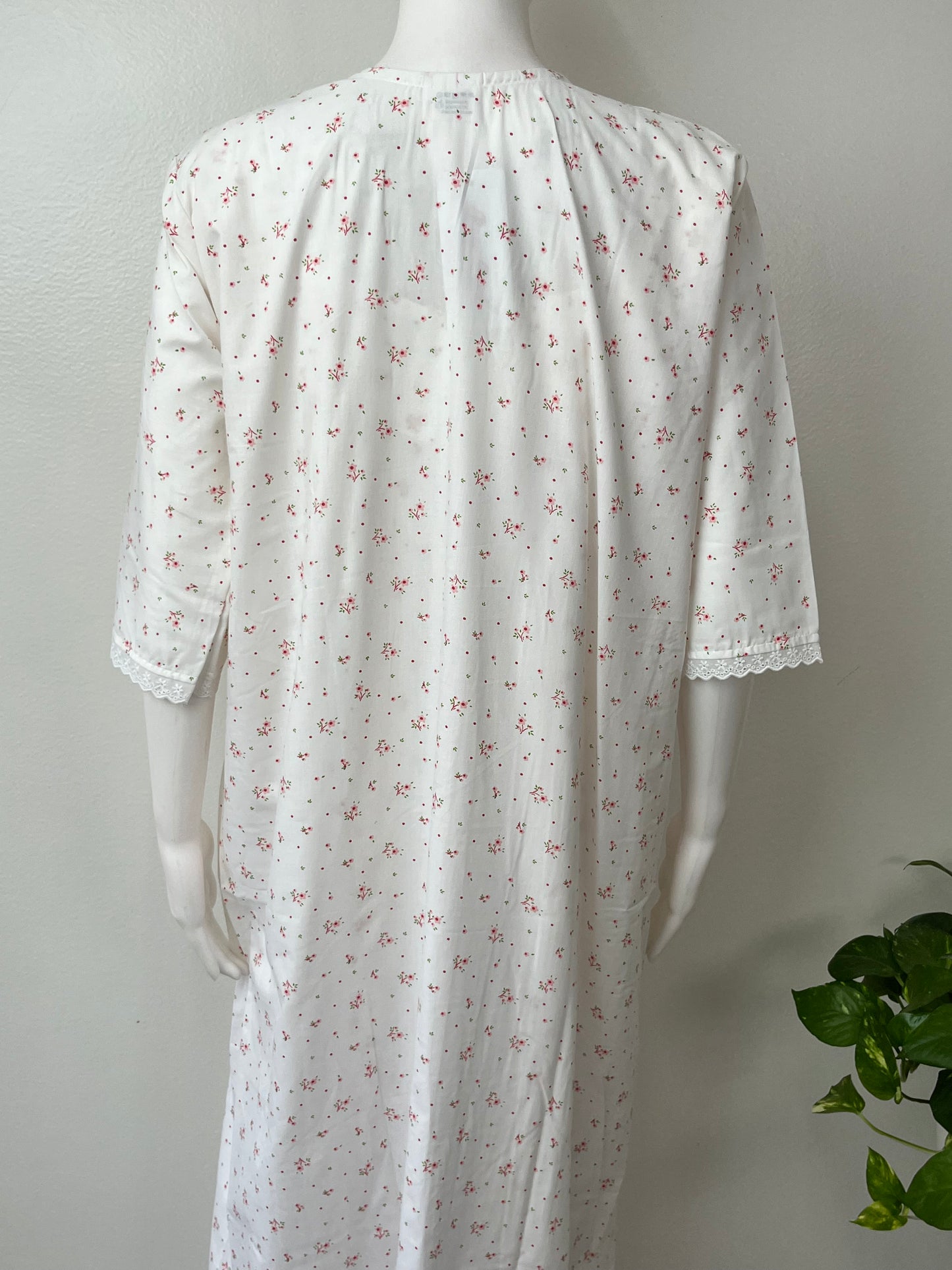 White Floral Printed 2-Piece Pure Cotton Nightgown Set