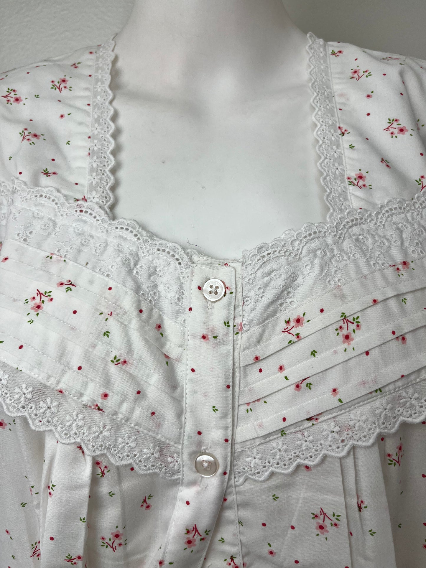 White Floral Printed 2-Piece Pure Cotton Nightgown Set