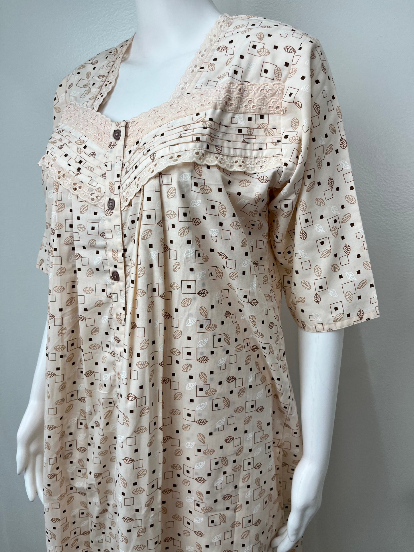 2-Piece Orange 100% Cotton Nightgown Set