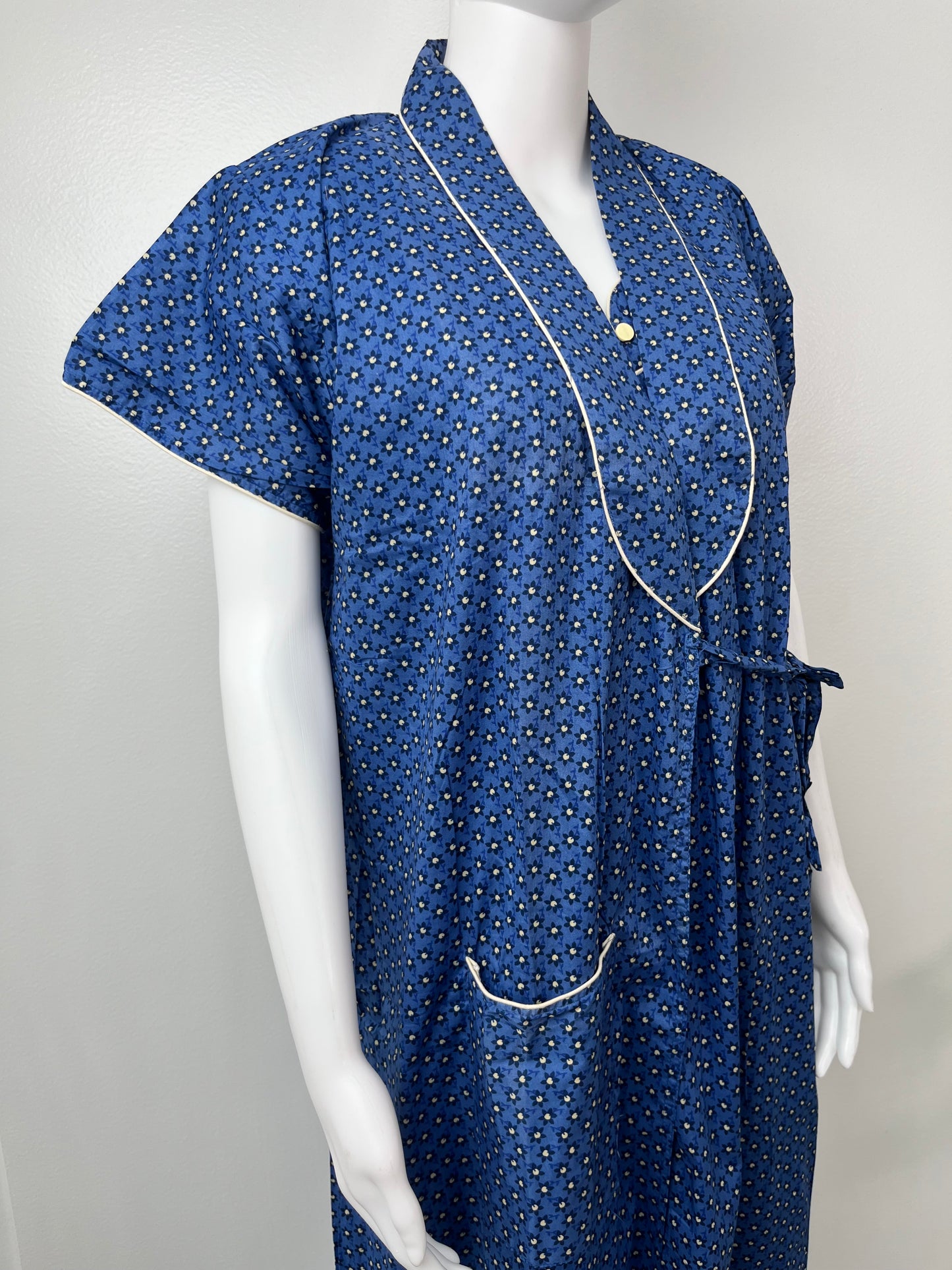 2-Piece Navy Blue Cotton Nightgown Set