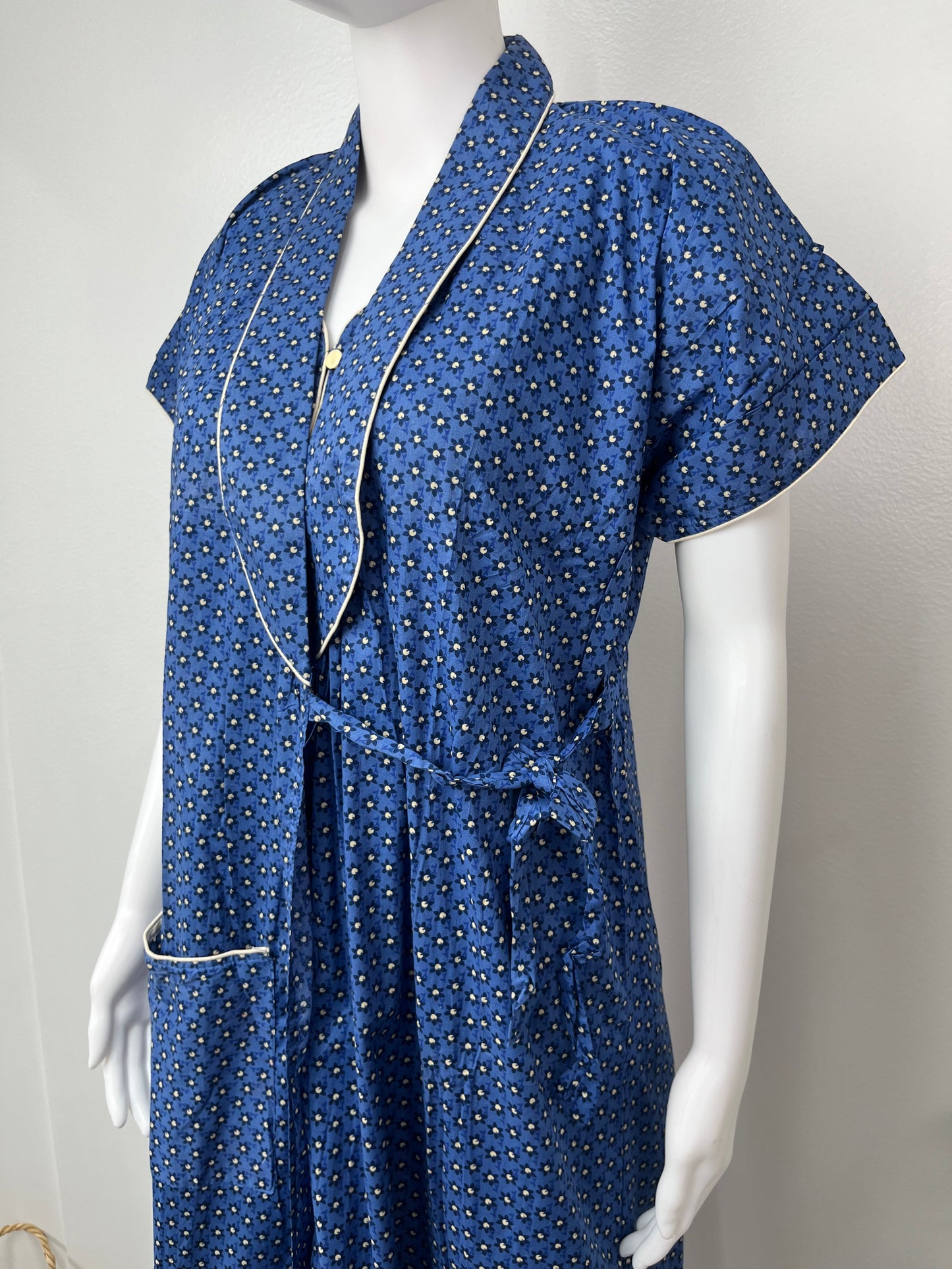 2-Piece Navy Blue Cotton Nightgown Set