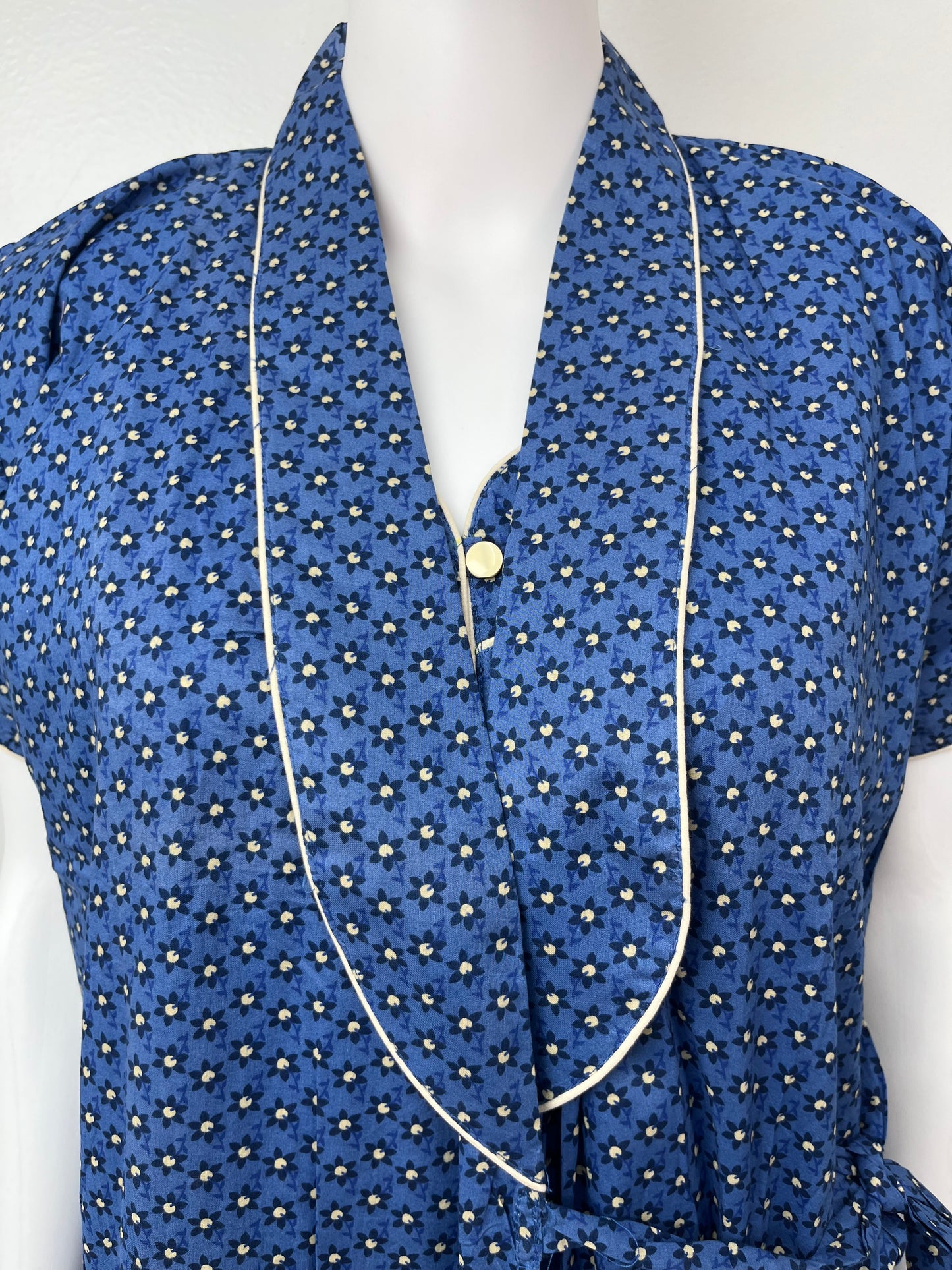 2-Piece Navy Blue Cotton Nightgown Set