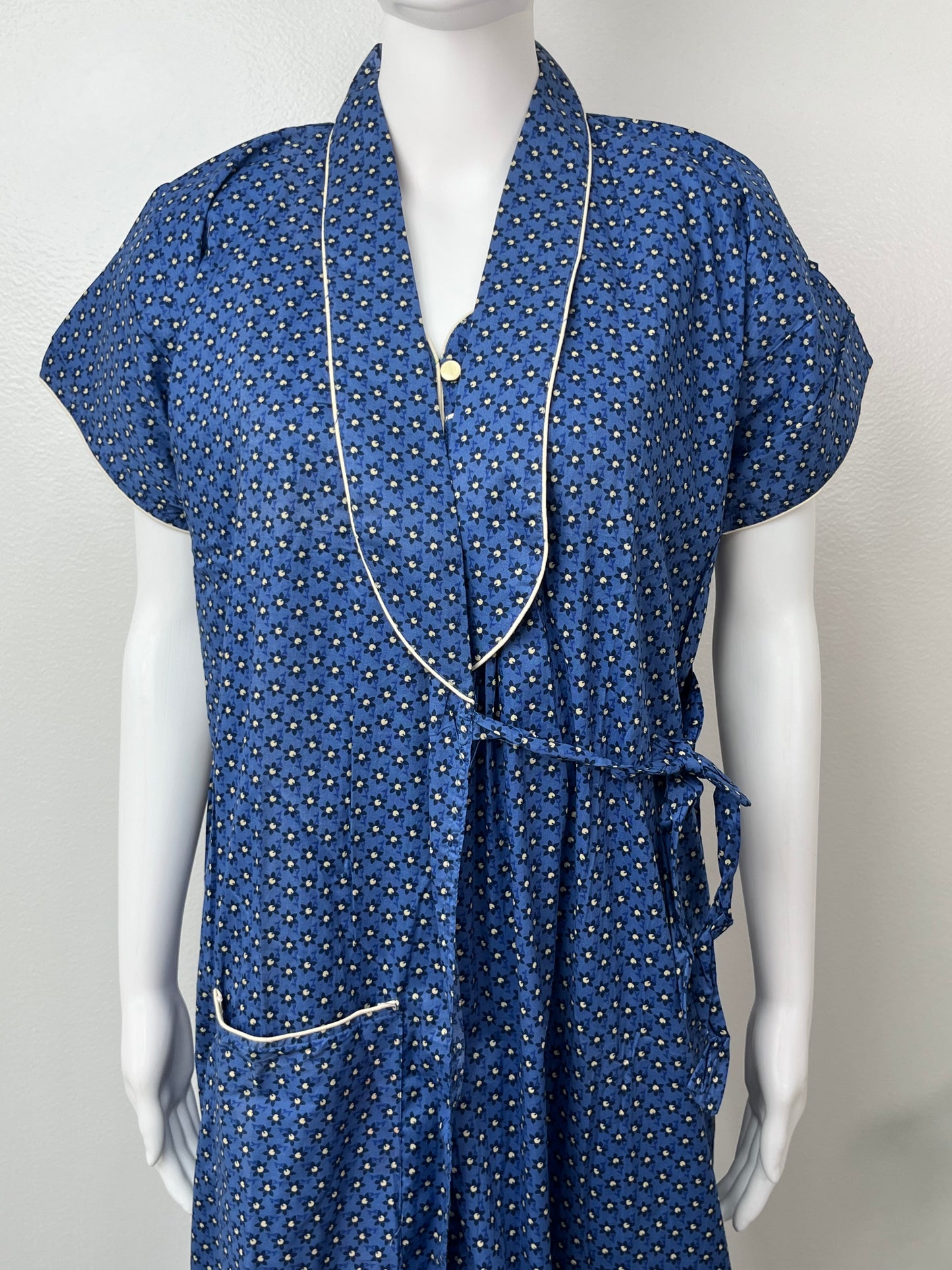 2-Piece Navy Blue Cotton Nightgown Set