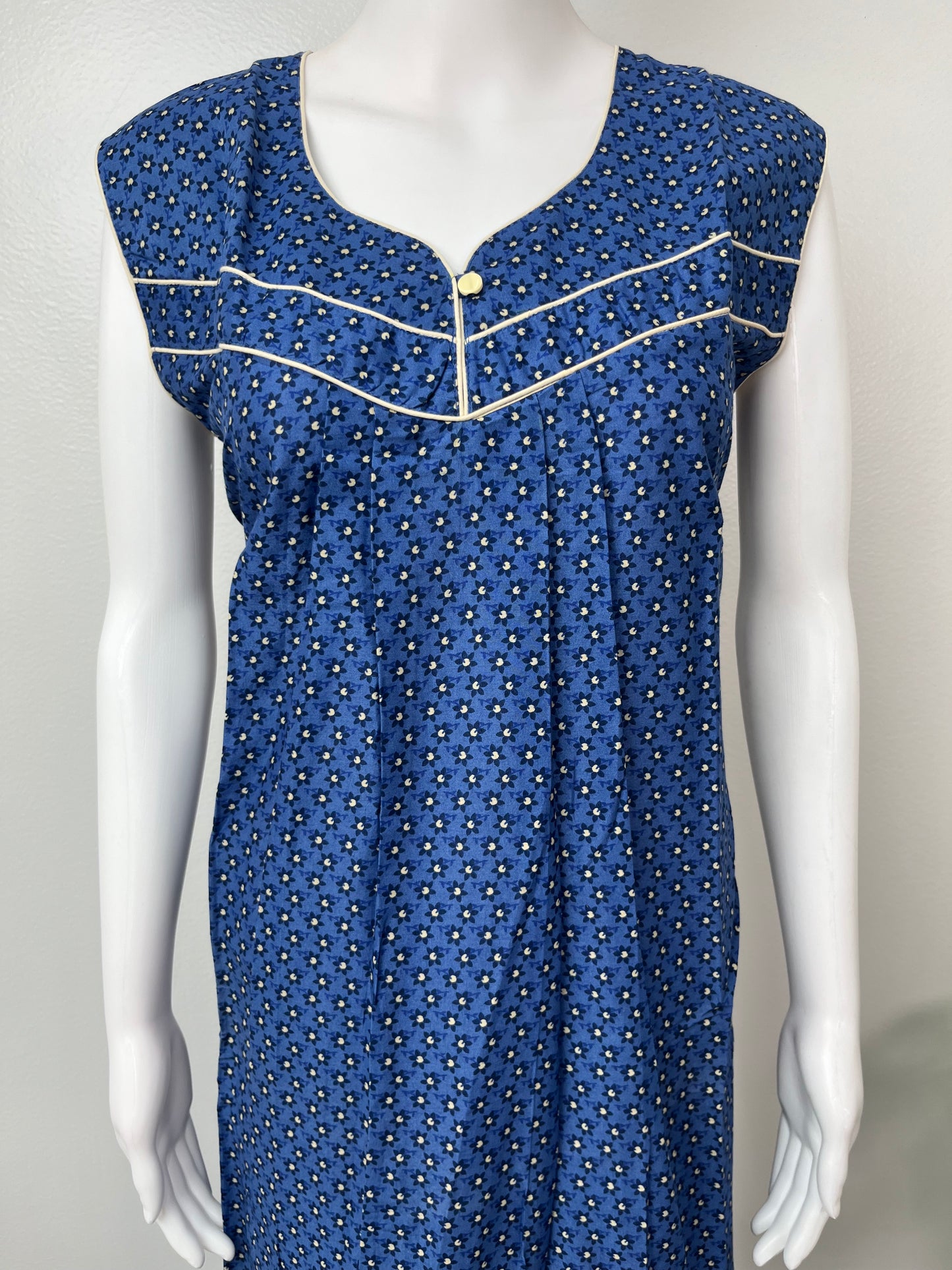 2-Piece Navy Blue Cotton Nightgown Set