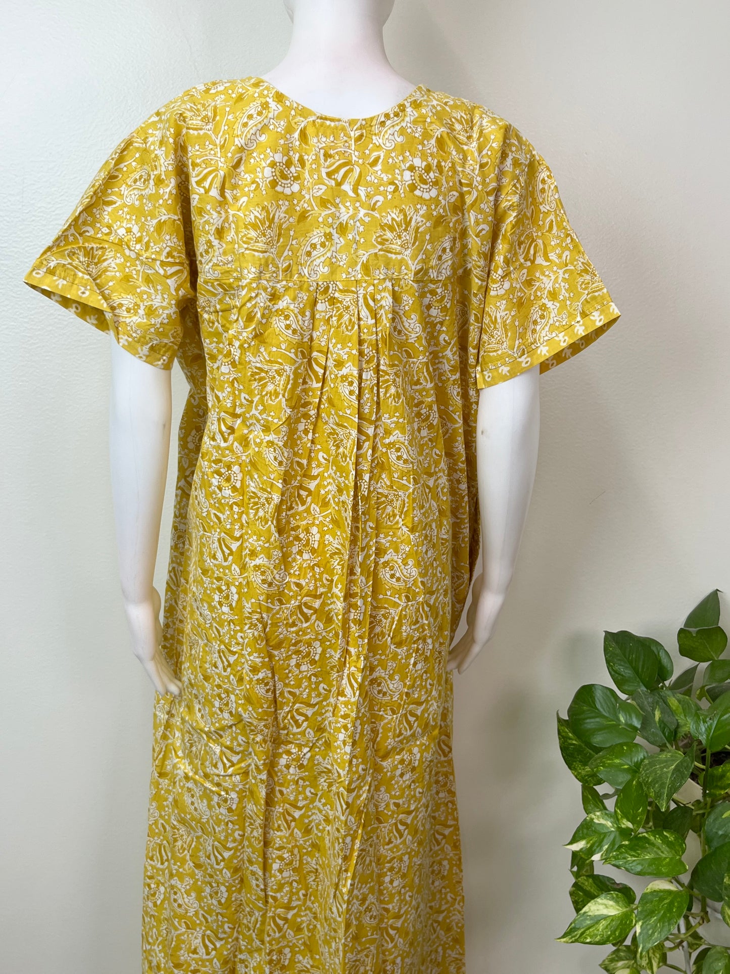 Yellow Pure Cotton Nightgown Soft & Breathable