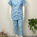 Sky Blue Classic Cotton Nightwear Set- Button Shirt & Pyjamas
