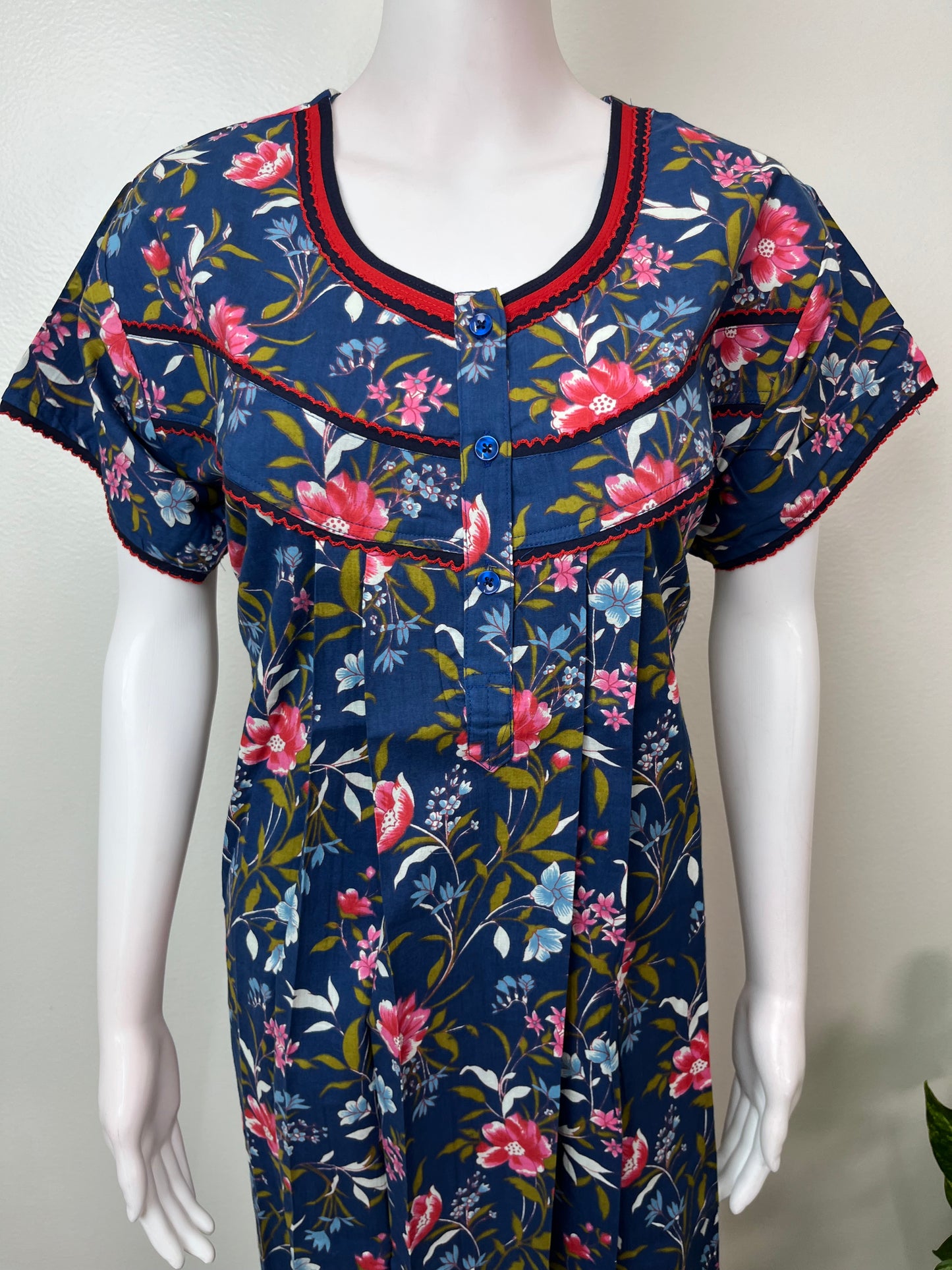 Blue 100% Cotton Nighty Elegant & Breathable