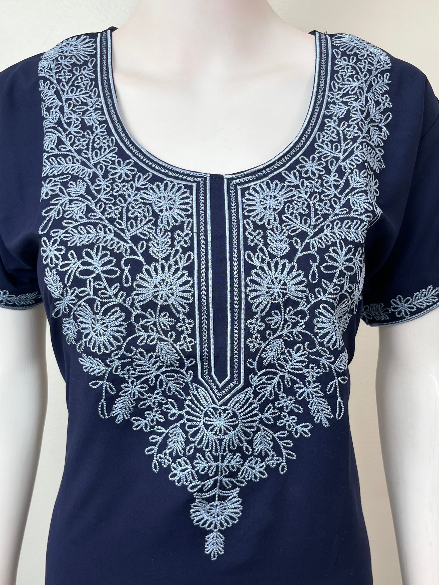 Navy Blue Delicate Embroidery Bizzylizzy Nighty