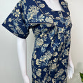 Navy Blue Pleated 100% Cotton Nightgown