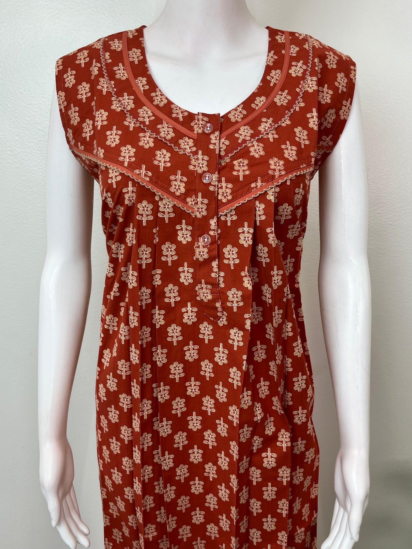 Orange Soft & Breathable Pure Cotton Nightgown