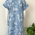 Sky Blue Elegant Embroidered Bizzylizzy Crush Fabric Nighty