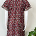 Maroon Floral Print Pure Cotton Nightgown