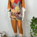 Orange & Red Rayon Night Suit