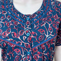 Navy Blue Pure Cotton Nighty with Contrast Print