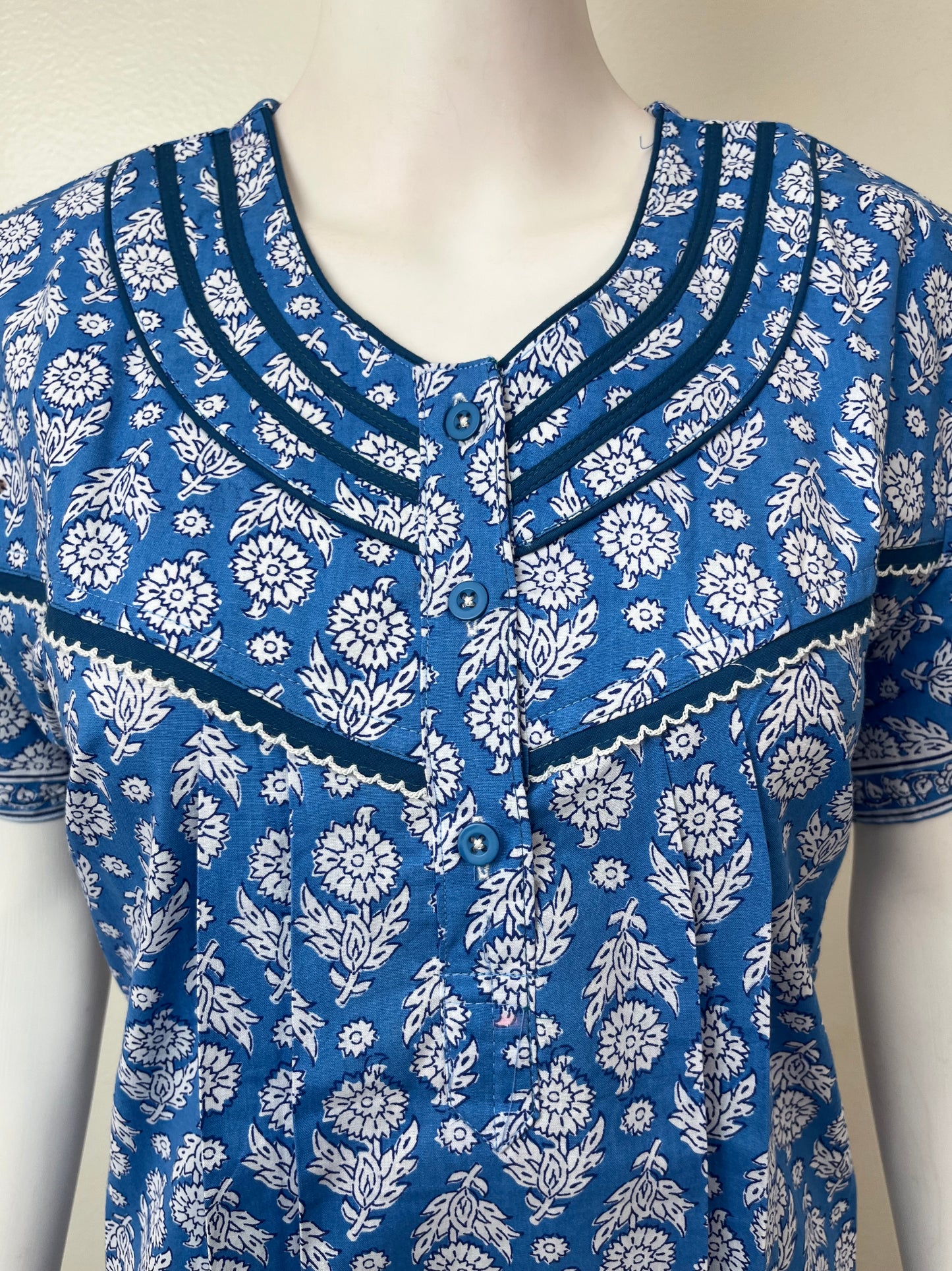 Royal Blue Pure Cotton Nightgown