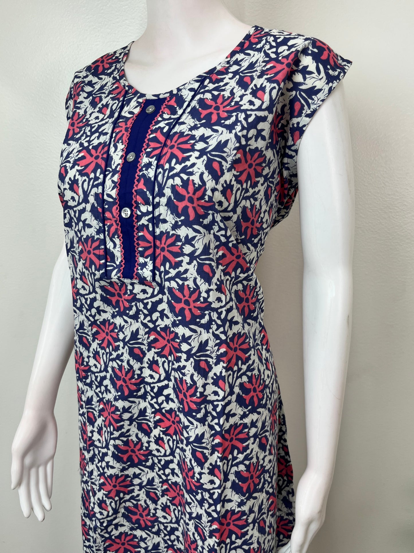 Royal Blue Sleeveless Pure Cotton Nighty