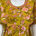 Mustard Floral Printed Pure Cotton Nightgown