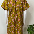 Mustard Floral Printed Pure Cotton Nightgown