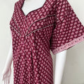 Wine Pleated Pure Cotton Nighty Soft & Comfortable