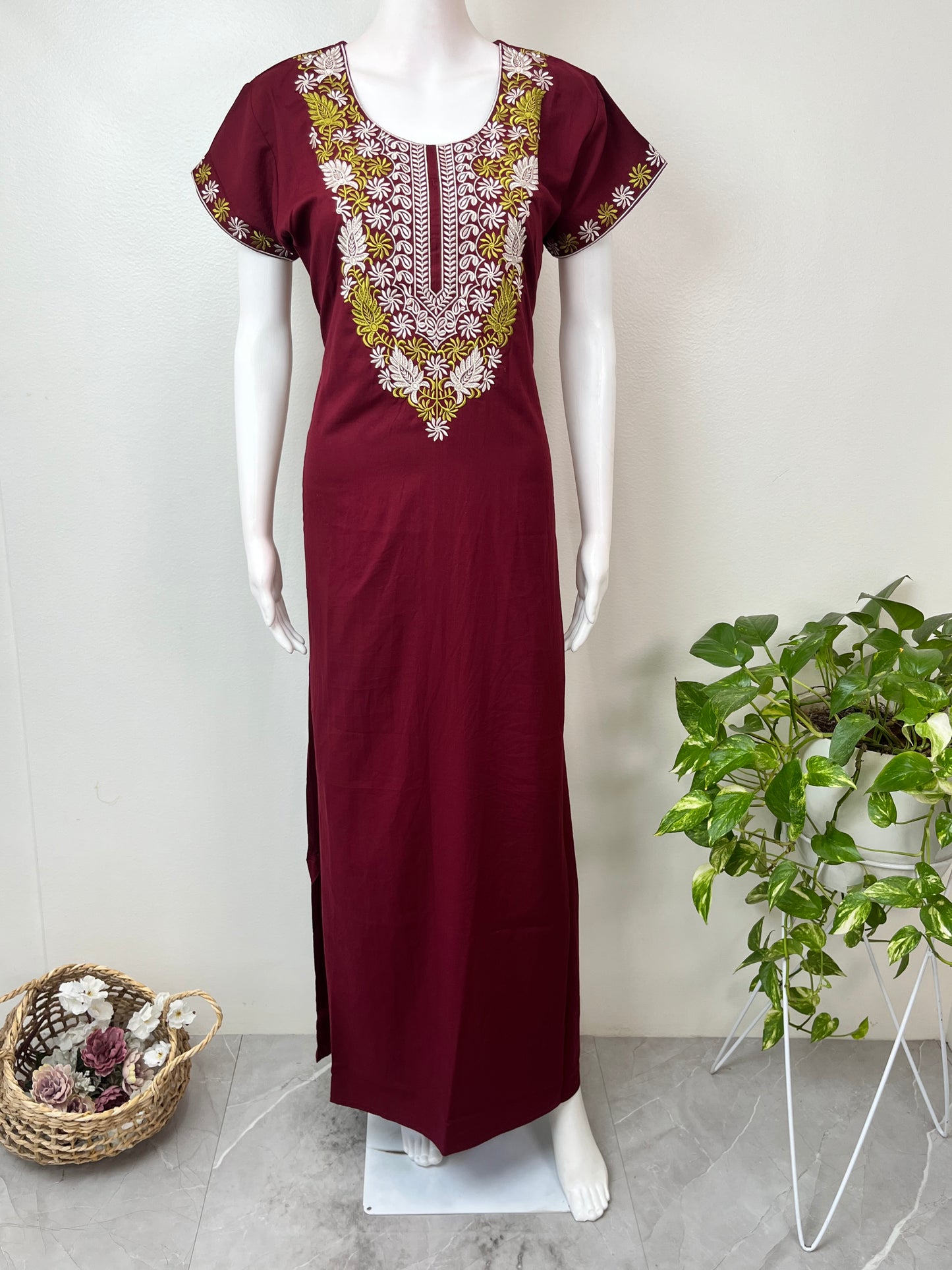 Maroon Elegant Comfort Bizzylizzy Nightgown