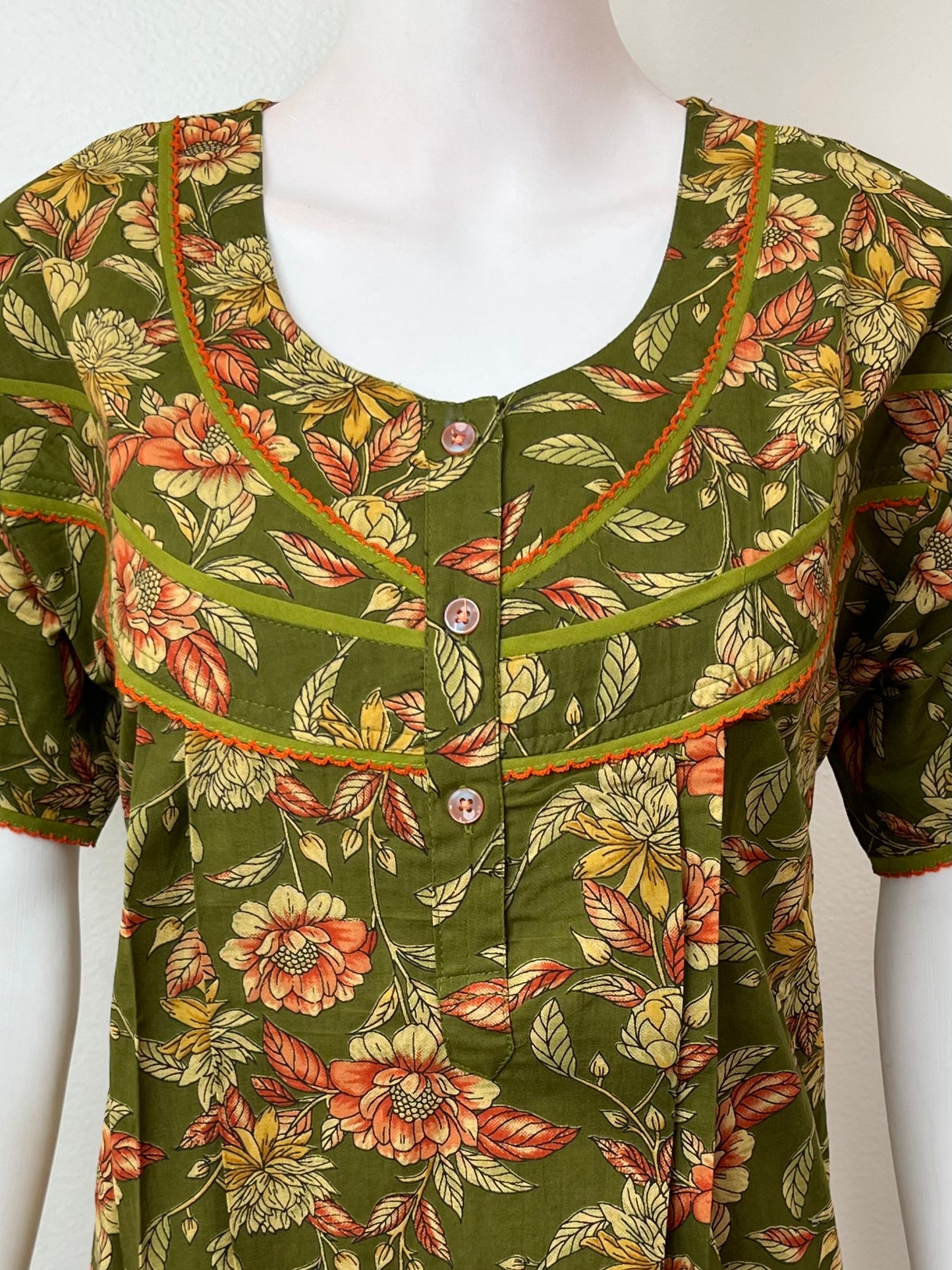 Bottle Green Pure Cotton Nighty Elegant & Breathable