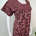 Wine Pure Cotton Nightgown with Double Print