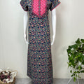 Navy Blue Floral Printed 100% Cotton Nighty