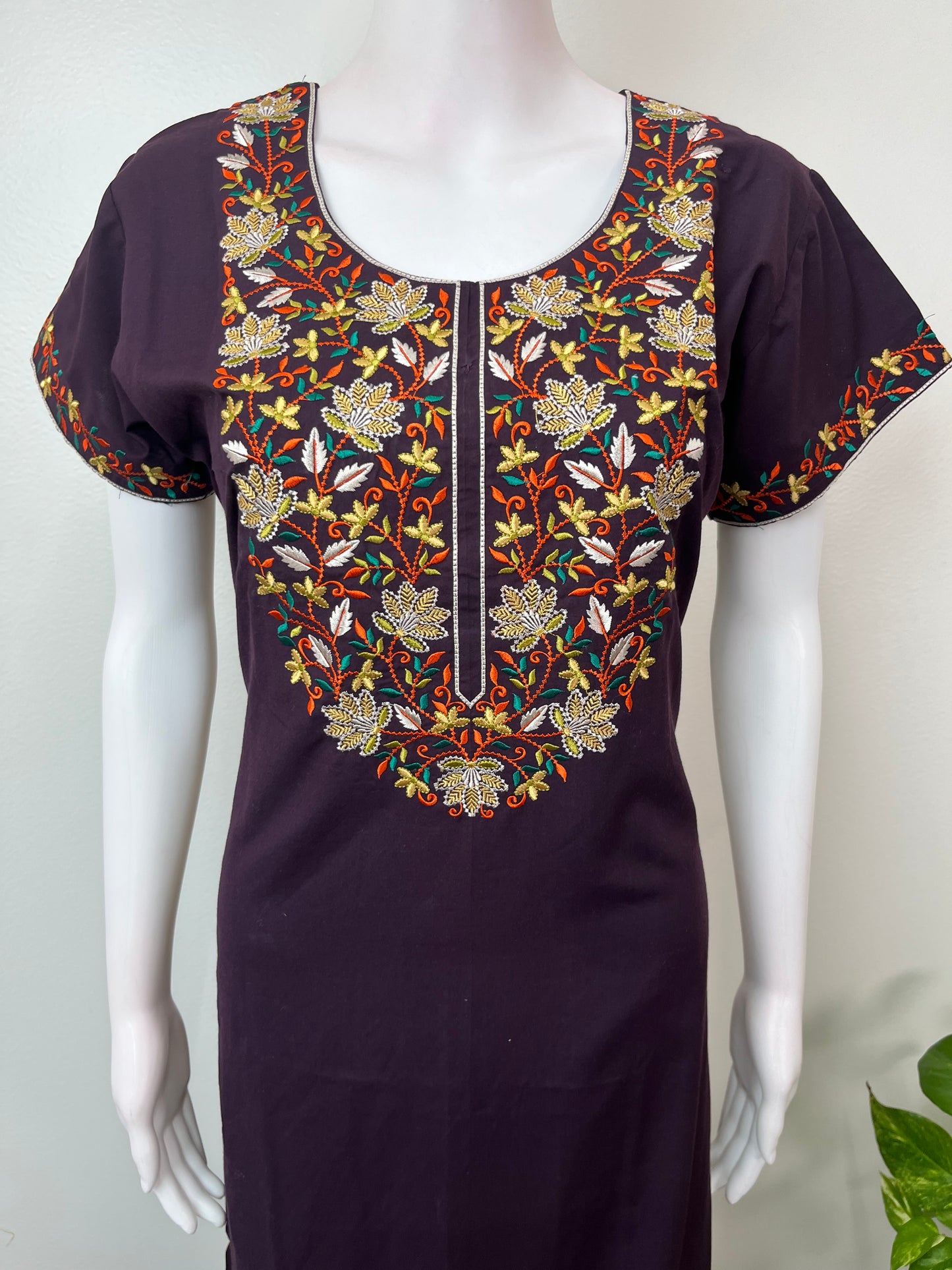 Wine Graceful Bizzylizzy Nightgown with Embroidery