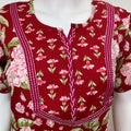 Red Floral Printed Pure Cotton Nightgown