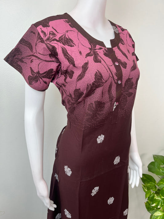 Magenta Shaded Design Rayon Fabric Nightgown