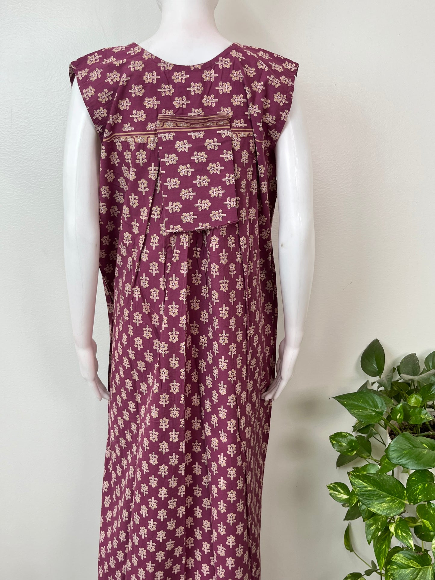 Purple Pure Cotton Sleeveless Nightgown
