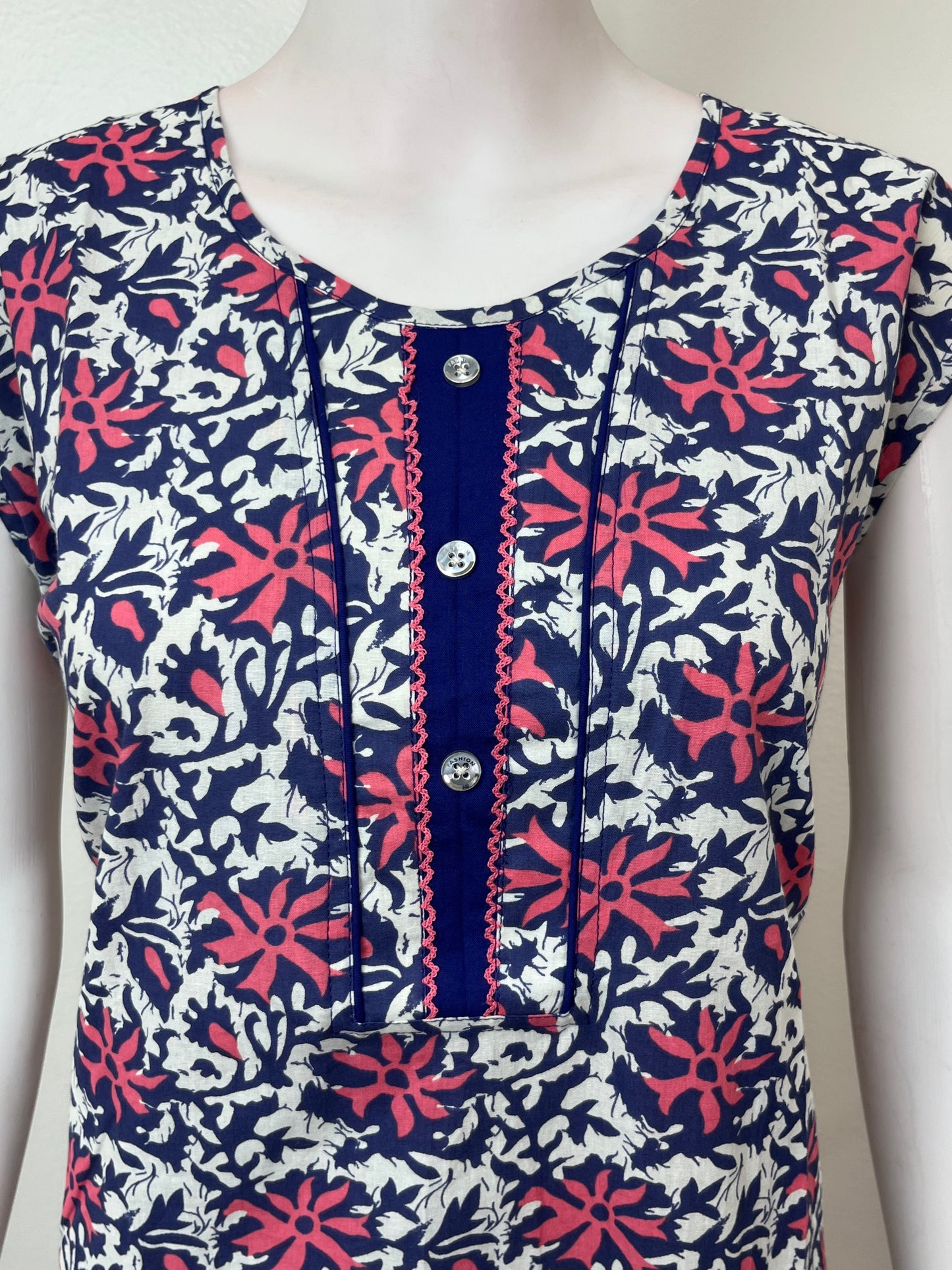 Royal Blue Sleeveless Pure Cotton Nighty