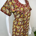 Maroon Ajrak Printed 100% Cotton  Nightgown