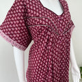 Wine Pleated Pure Cotton Nighty Soft & Comfortable