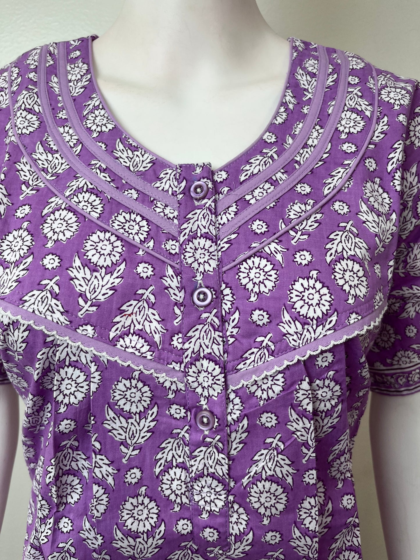 Lavender Pure Cotton Nighty for Women