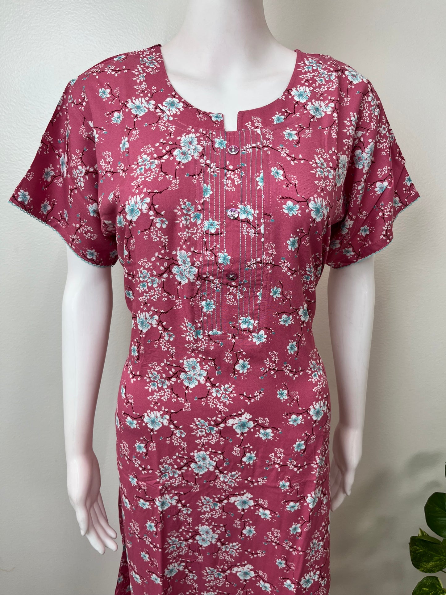 Pink Umbrella Style Rayon Fabric Nighty