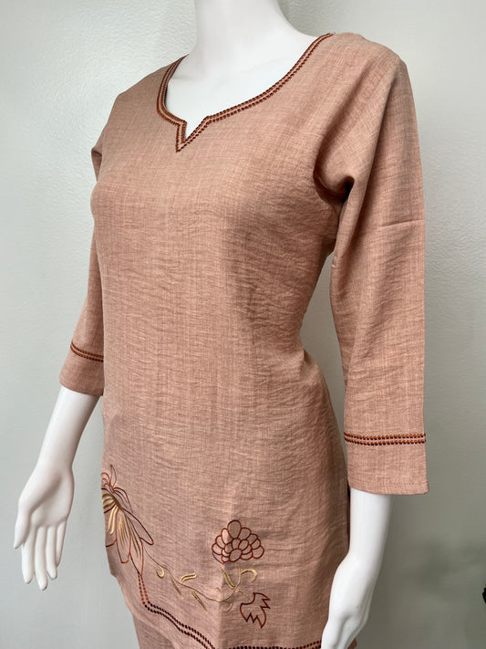 Beige Linen Fabric Co-ord Set