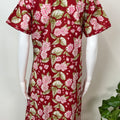 Red Floral Printed Pure Cotton Nightgown