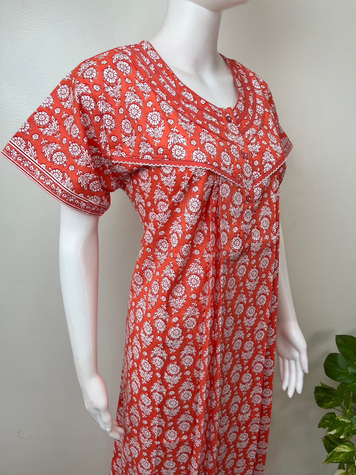 Orange Pure Cotton Women’s Nightgown