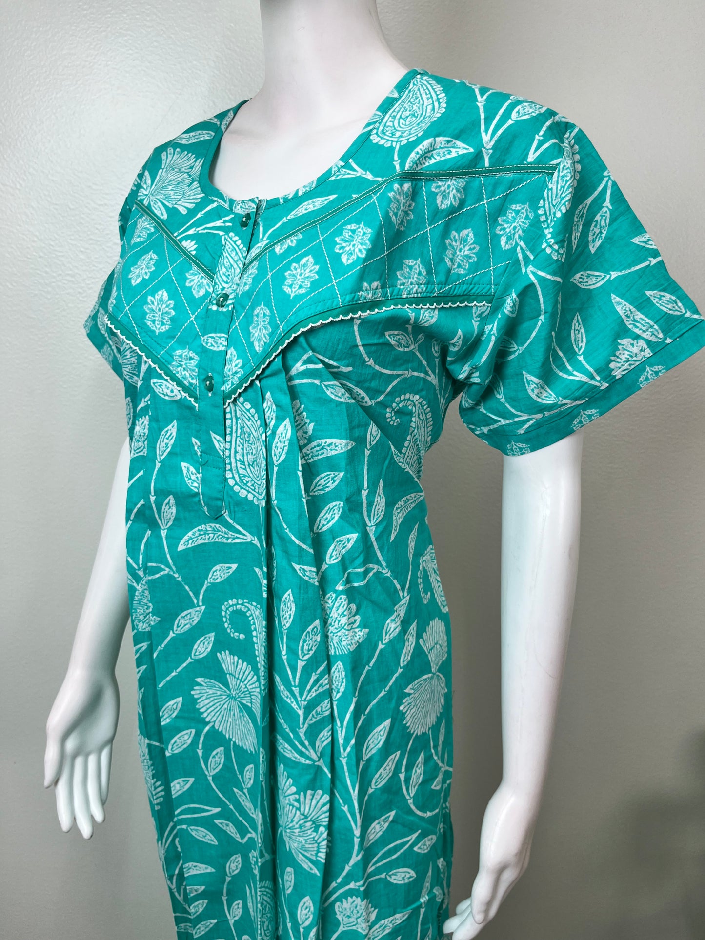 Teal Pure Cotton Nightgown for Women